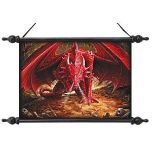 Design Toscano Dragons Lair Canvas Wall Scroll Tap...