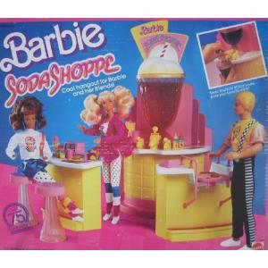 バービー人形 Barbie SODA SHOPPE 75+ Piece Playset SODA SHOP w Working FOUNTAIN (1988 Mattel Hawtho