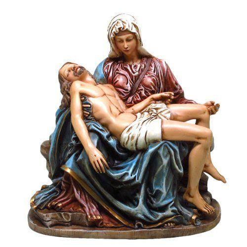 The Pieta Hand Painted Resin Statue, Multi Color F...