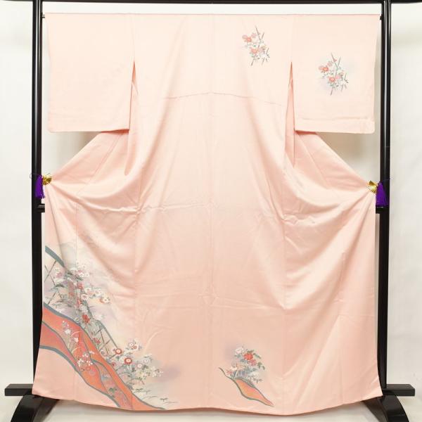 中古 付け下げ 正絹 金彩 附下 古典柄 着物 袷仕立て ピンク