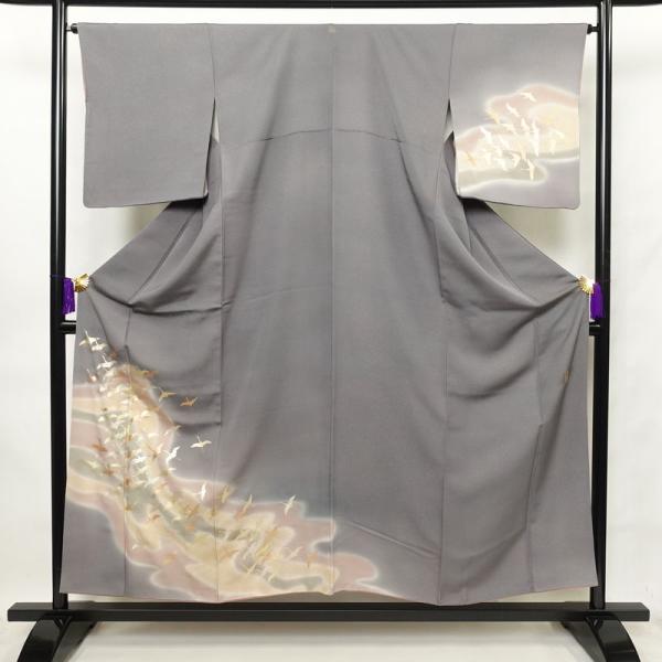 中古 付け下げ 和田光正 落款入り 一つ紋付き 正絹 人物・動物柄 袷仕立て 身丈156.5cm 裄...