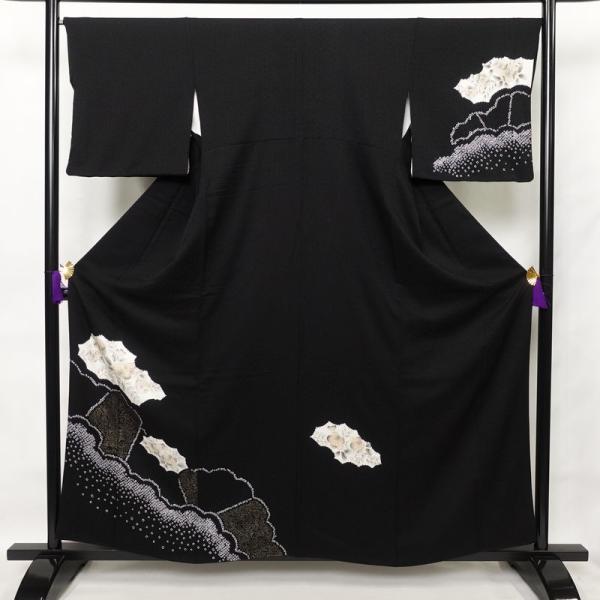 中古 付け下げ 絞り 綸子 正絹 古典柄 袷仕立て 身丈159cm 裄丈67cm 金彩 着物 附下 ...