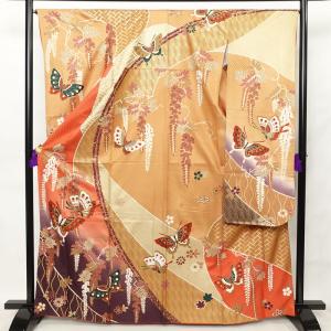 振袖 正絹 courregesクレージュ 花模様 身丈163cm 裄丈67cm 中古 着物