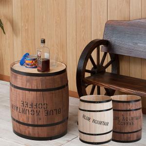 樽型収納 木樽 バレル 中サイズ 直径30cm 高さ43cm コーヒー樽