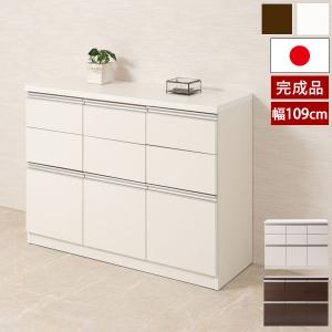 日本製 完成品 スタイリッシュデザイン スクエアキャビネット 幅109cm 引出しタイプ ジューシーシリーズ JUCEE ST-0014/ST-0018-NS