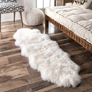 nuLOOM Hand Made Due Sheepskin Runner Rug, 1' 10" x 5' 7", Natural｜waku-maremare