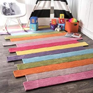 nuLOOM Pantone Colorful Stripes Kids Runner Rug, 2＆#39; 6＆#34; x 8＆#39;, Multi｜waku-maremare