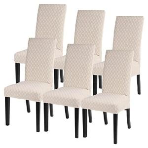 SearchI Dining Chair Covers Stretch Jacquard Parsons Chair Slipcovers Seat Protector Set of 6, Removable Washable Spandex Kitchen Chair Covers for Din｜waku-maremare