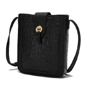 MKF Crossbody Bag for Women - PU Leather Pocketbook Handbag - Designer Side Messenger Purse, Shoulder Crossover Black｜waku-maremare