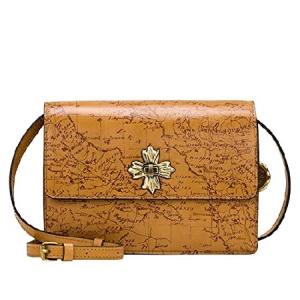 Patricia Nash Consilina Floret Leather Crossbody Bag - Biscuit Map｜waku-maremare