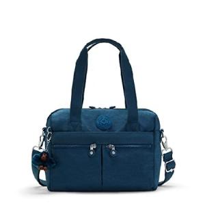 Kipling Women's Klara Handbag, Organize Accessories, Removable Shoulder Strap, Dual Carry Handles, Crinkle Nylon Bag, Night Teal Tonal｜waku-maremare