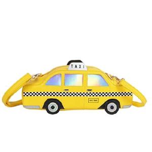 Sunwel Fashion 3D NYC Taxi Fun Crossbody Car Shaped Quicky Bag Shoulder Handbag Small Odd Purse for Women (Yellow)｜waku-maremare