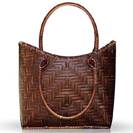 QTKJ Summer Beach Bag, Boho Handmade Rattan Handba...