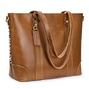Kattee Women Genuine Leather Tote Bags Purses and Handbags Shoulder Vintage Crossbody Work (Light Brown)｜waku-maremare