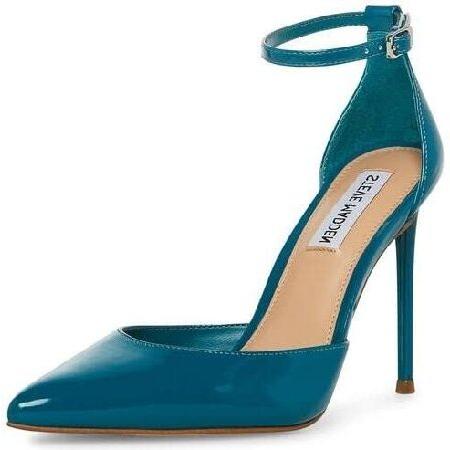 Steve Madden Valid Teal パテントアンクルストラップ ポインテッドトゥ スティ...