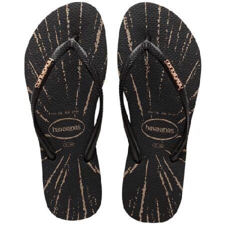 Havaianas women slim metallic print sandal - black...