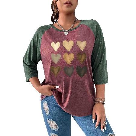 SOLY HUX Women&apos;s Plus Size Color Block Heart Print...