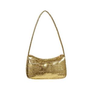 Verdusa Women's Metallic Shoulder Bag PU Leather Handbag Top Handle Purse Gold one-size｜waku-maremare