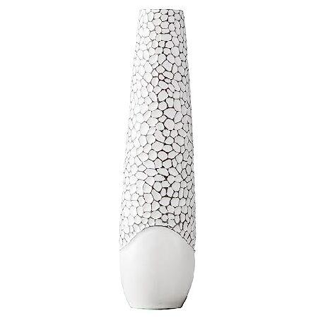 ホワイト トールフロア花瓶 羽用 30インチ 大型樹脂花瓶 ハンドメイドフラワーホルダー 樹脂製 装...