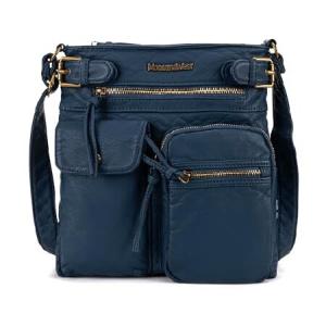 Montana West Crossbody Purse Shoulder Bags for Women Multi Pocket Travel Medium Handbags Ultra Soft Washed Leather Vintage,B2B-MWC-A046-BL｜waku-maremare