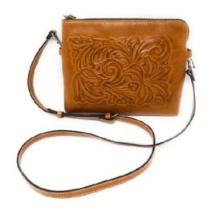 Patricia Nash Todi Tooled Leather Crossbody Bag, Gold｜waku-maremare