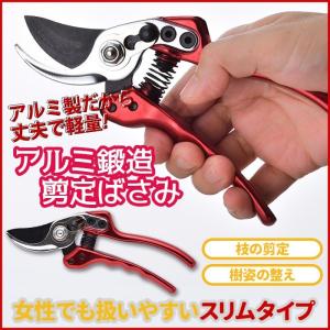 ガーデニング用品 剪定ばさみ アルミ鍛造剪定鋏（赤） 剪定鋏 花 ガーデン DIY 園芸 用具 工具 はさみ 園芸ばさみ メール便｜wakui-shop