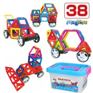 MAGTOYS マグトイズ 38ピース くるまなどがつくれる...