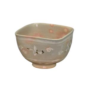 沓型茶碗 青磁雲鶴 中村与平作 茶道具 茶碗 青磁茶碗 雲鶴文 京焼 抹茶