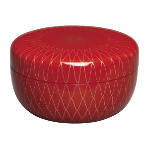 茶道具 菓子器 喰籠 朱網目 縁錫 川瀬表完作 喰篭 喰ろう じきろう