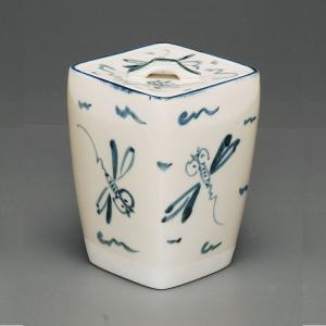 茶道具 水指 織部焼 竹節又は志野焼 竹節又は菊安南 四方 安南