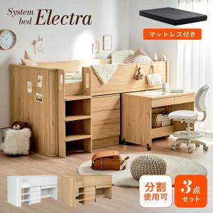 システムベッド 子供 大人用 ロータイプ デスク ロフトベッド 机付き マットレス シングル Electra エレクトラ 2色対応 ＋ Unity ユニティ ブラック