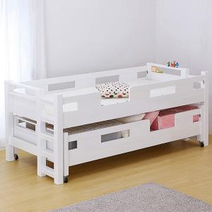 業務用可 二段ベッド 2段ベッド 2段ベット 二段ベット 親子ベッド 親子ベッド おしゃれ 子供 大人用 耐震 GSOLID キャスター付 ロング H95cm 梯子無 ホワイト