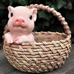 ぶた 木彫り 置物【匠の木彫り 座り 】 かわいい 豚 の 木彫りです