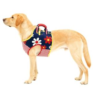 LaLaWalk介助ベスト　ハッピーフラワー 紺、 赤ストライプ、 柄 SS・ S・ M・ L