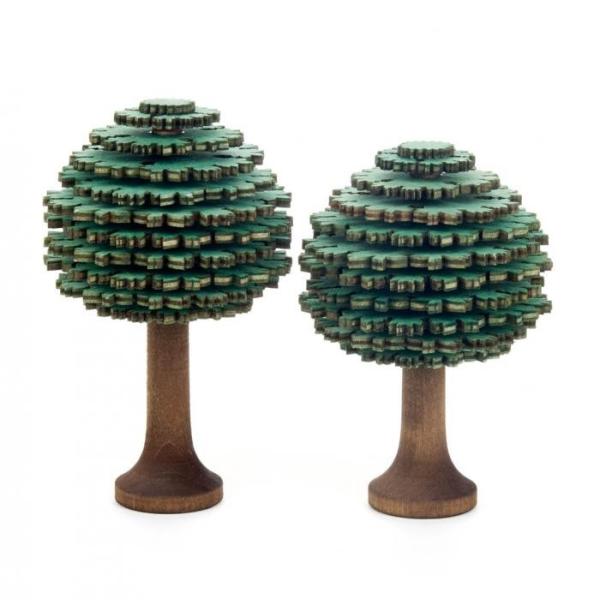 ギザギザの針葉樹(丸)2本セット　グリーン