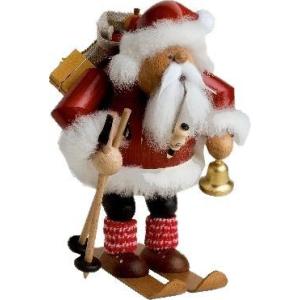 煙出し人形　スキーするサンタ