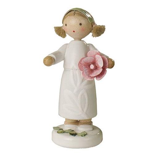 女の子とピンクのバラ