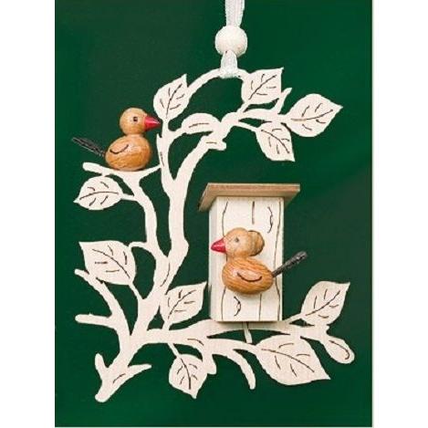 オーナメント　小鳥と巣箱　ナチュラル