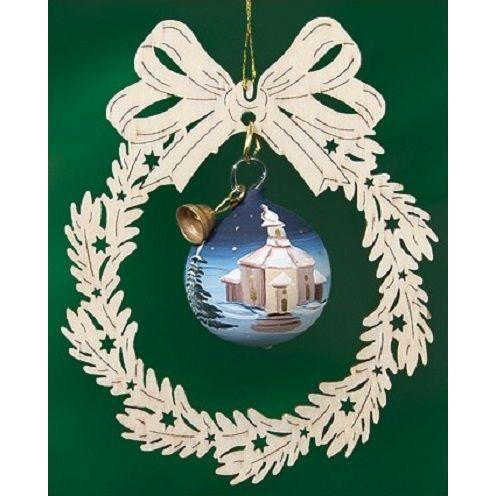 オーナメント　ガラス玉教会　ブルー