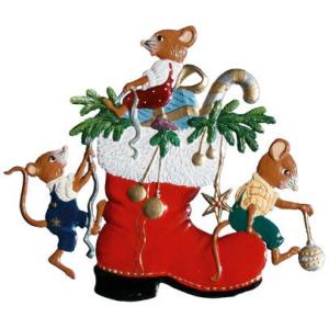 クリスマスブーツとネズミたち　オーナメント