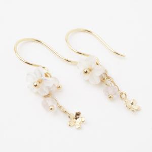 18金 ピアス イエローゴールド フラワー 花 フック式 K18 : ジュエリー 