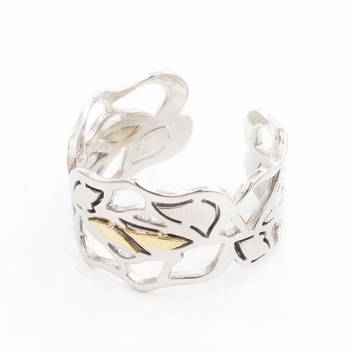 リング ステンレス 18金 指輪 オータムリーフ 落ち葉 デザイン フリーサイズ お洒落 イタリア製...