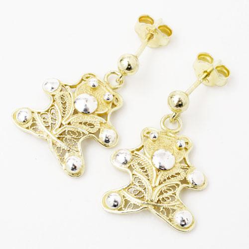 シルバー ピアス SV925 ゴールド くま ベア― デザイン キャッチ式 お洒落 フィリグラーナ ...