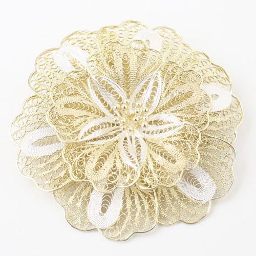 シルバー ブローチ ペンダント ネックレス 花 フラワー デザイン お洒落 レディース イタリア 手...