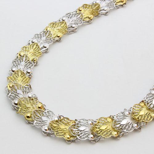 シルバー ネックレス イタリア製 フィリグラーナ お洒落 レディース SV925 ゴールド ツーカラ...