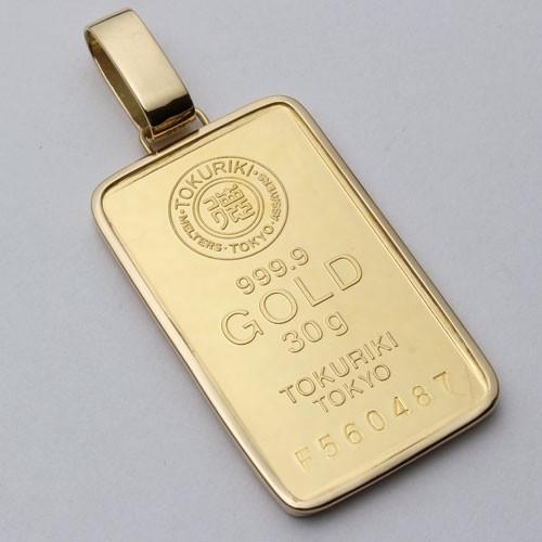 徳力本店 純金 K24 999.9 大迫力の30gインゴット 地金 ペンダント 金貨 18金 24金...