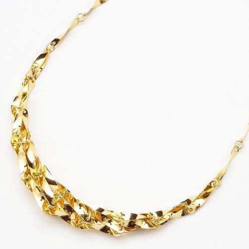 純金 ネックレス K24 グラデーション シャイン ボリューム デザイン 42cm レディース 記念...