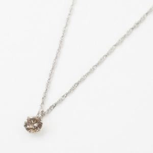 プラチナ  ライトブラウン ネックレス  Pt850 Pt900 Iクラス ダイヤ 0.15ct