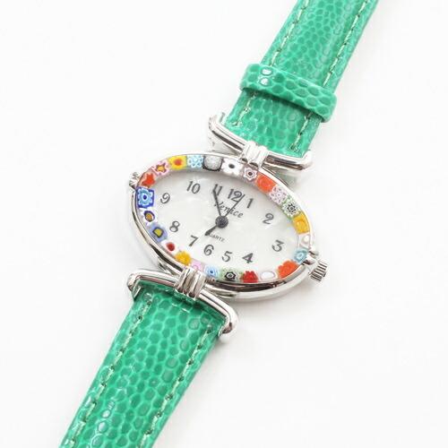 イタリア製 ベネチアンガラス ヴェネチアングラス 時計 腕時計 ウォッチエメラルド グリーン 緑 ベ...