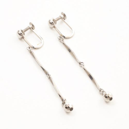 イヤリング プラチナ 無垢 Pt900 ミラーボール付 レディース お洒落 小波 さざなみ 切子和風...